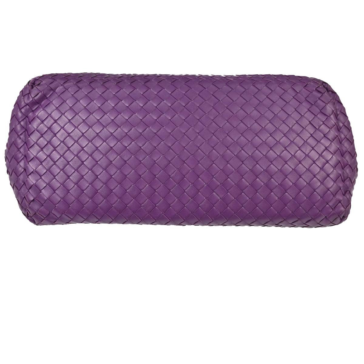 Bottega Veneta Brick Intrecciato Nappa Purple Leather Tote Bag Bag (Pre-Owned)