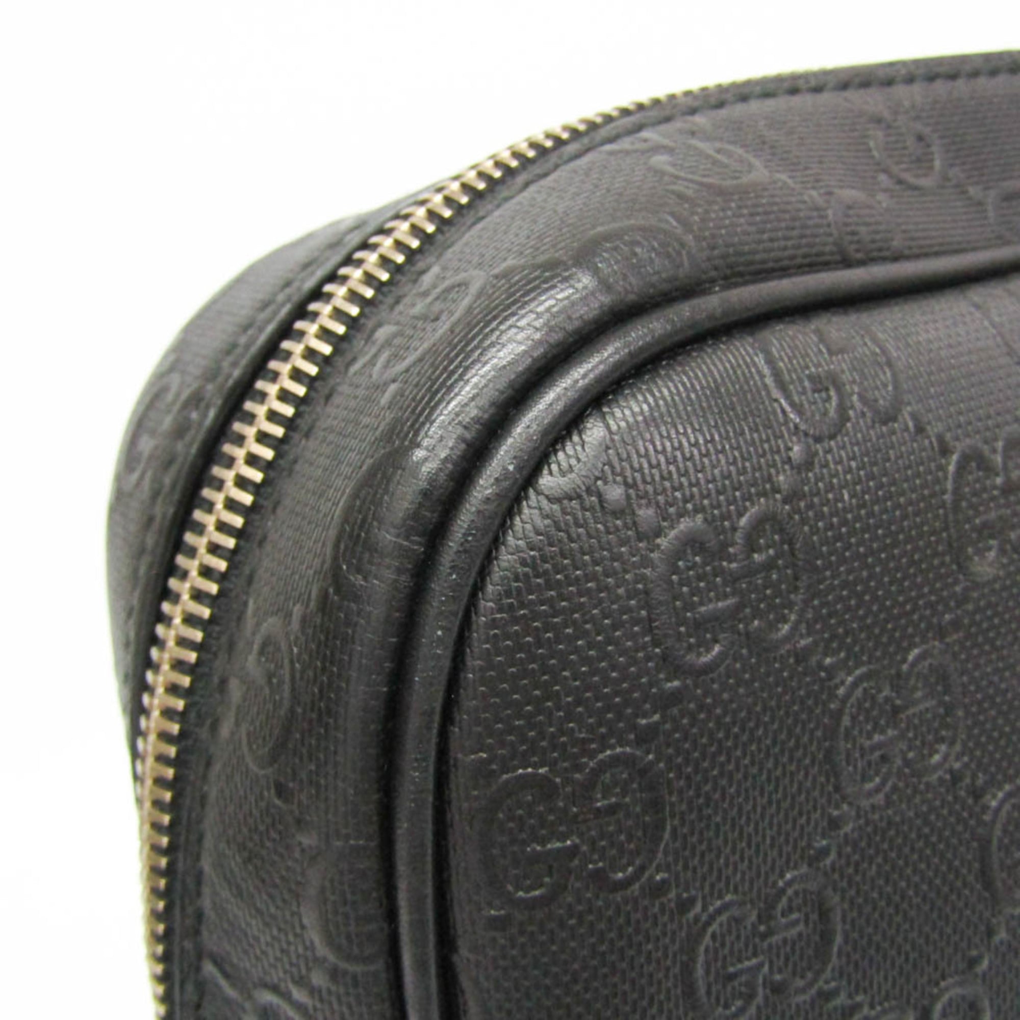 Gucci Convertible Briefcase Guccissima Leather Black Leather Briefcase Bag (Pre-Owned)