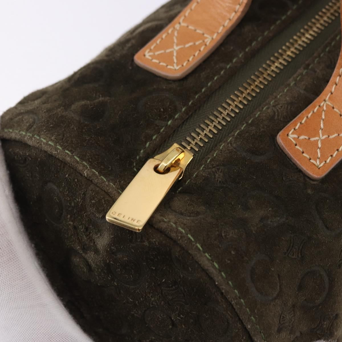 Celine C Macadam Suede And Leather Green Suede Handbag (Pre-Owned)