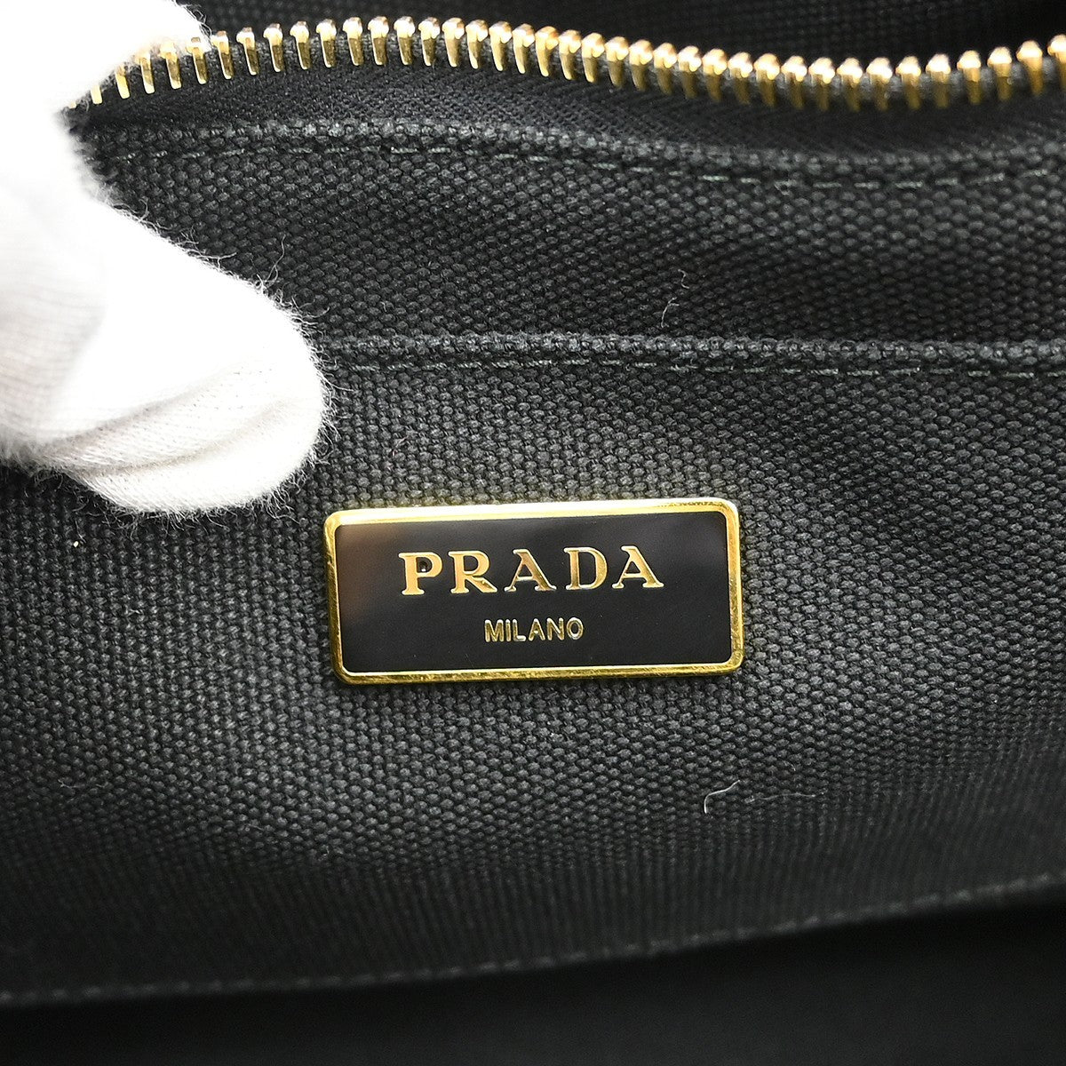 Prada Canapa Convertible Rhinestone Embellished Canvas Black Canvas Tote Bag Bag (Pre-Owned)