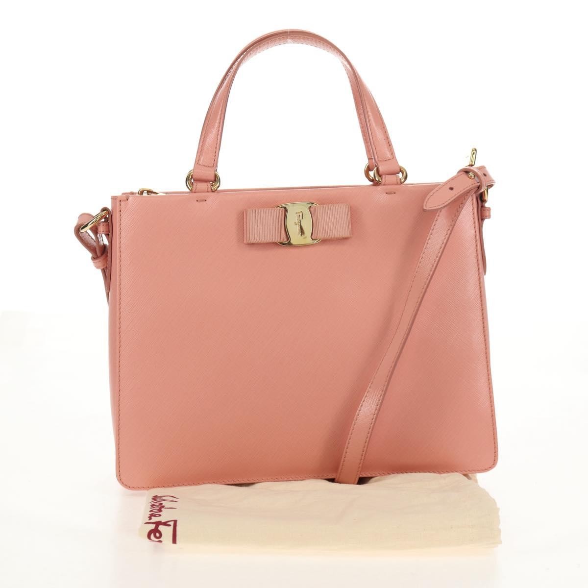 Salvatore Ferragamo Vala Leather Pink Leather Handbag (Pre-Owned)