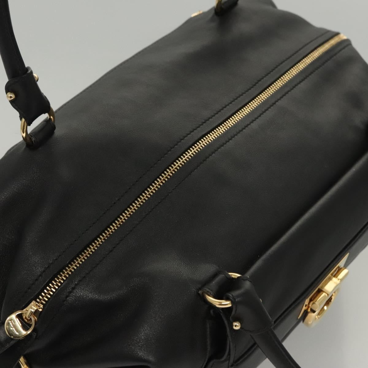Salvatore Ferragamo Gancini Leather Black Leather Handbag (Pre-Owned)
