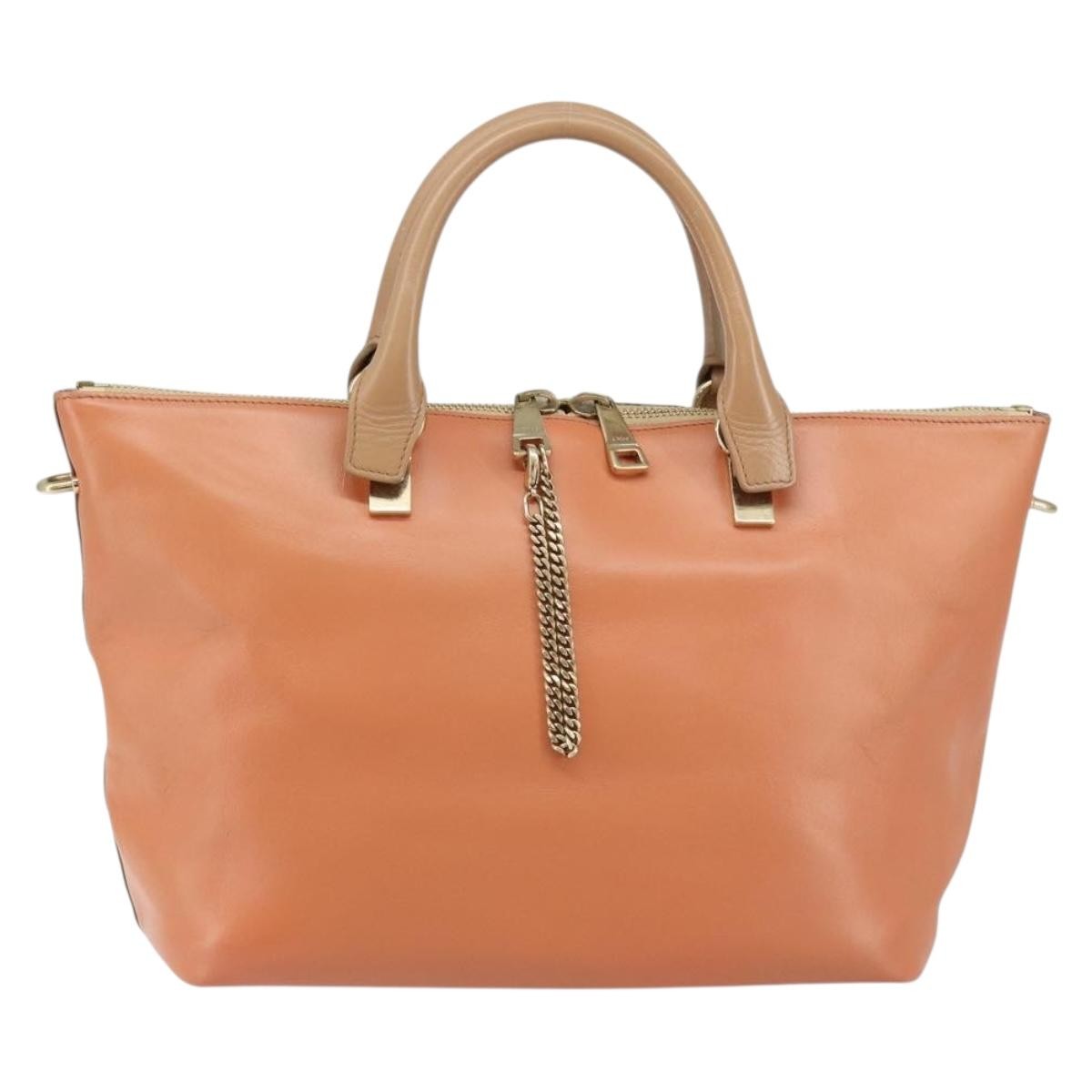 Chloe Bicolor Baylee Satchel Leather Orange Leather Handbag (Pre-Owned)