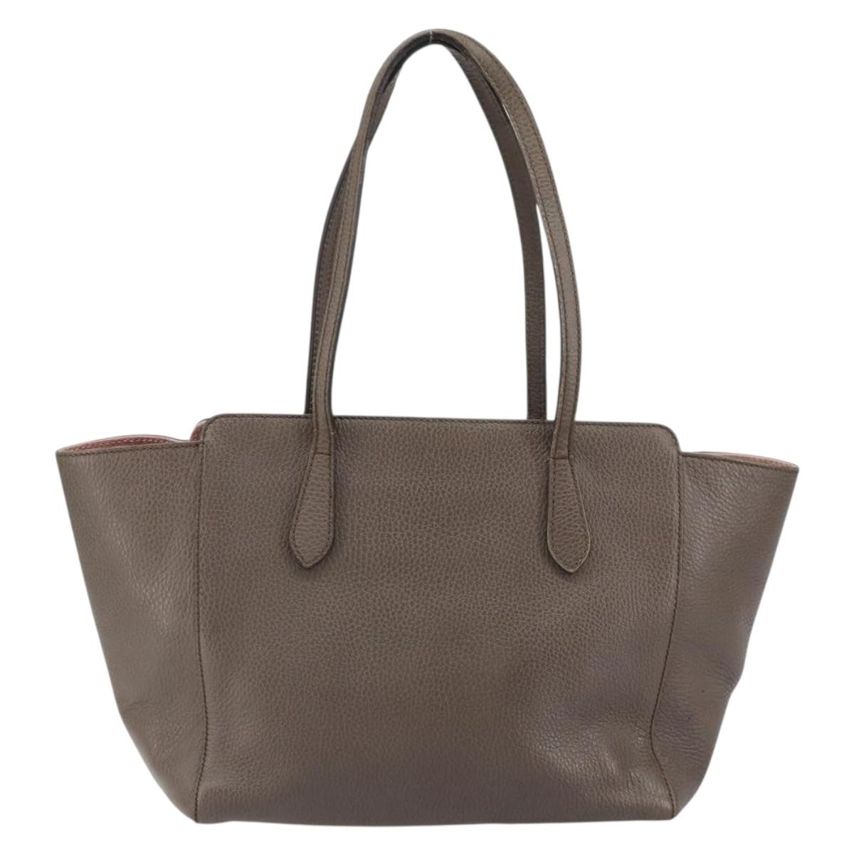 Gucci Swing Tote Leather Gray Leather Tote Bag Bag (Pre-Owned)