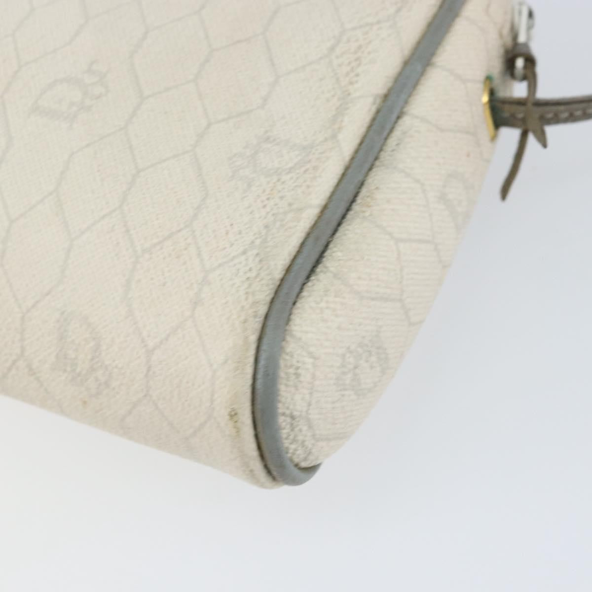 Christian Dior Vintage Honeycomb Zip Coated Canvas White Canvas Clutche & Pouche Bag (Pre-Owned)