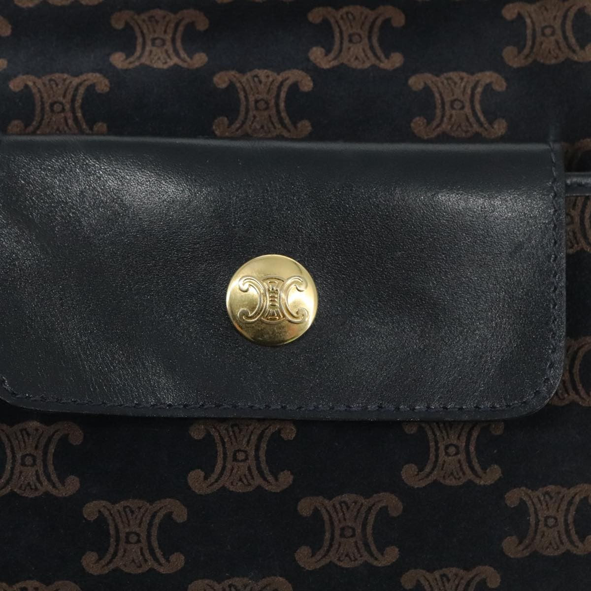 Celine Flap Shoulder Canvas Navy Canvas Shoulder Bag Bag (Pre-Owned)