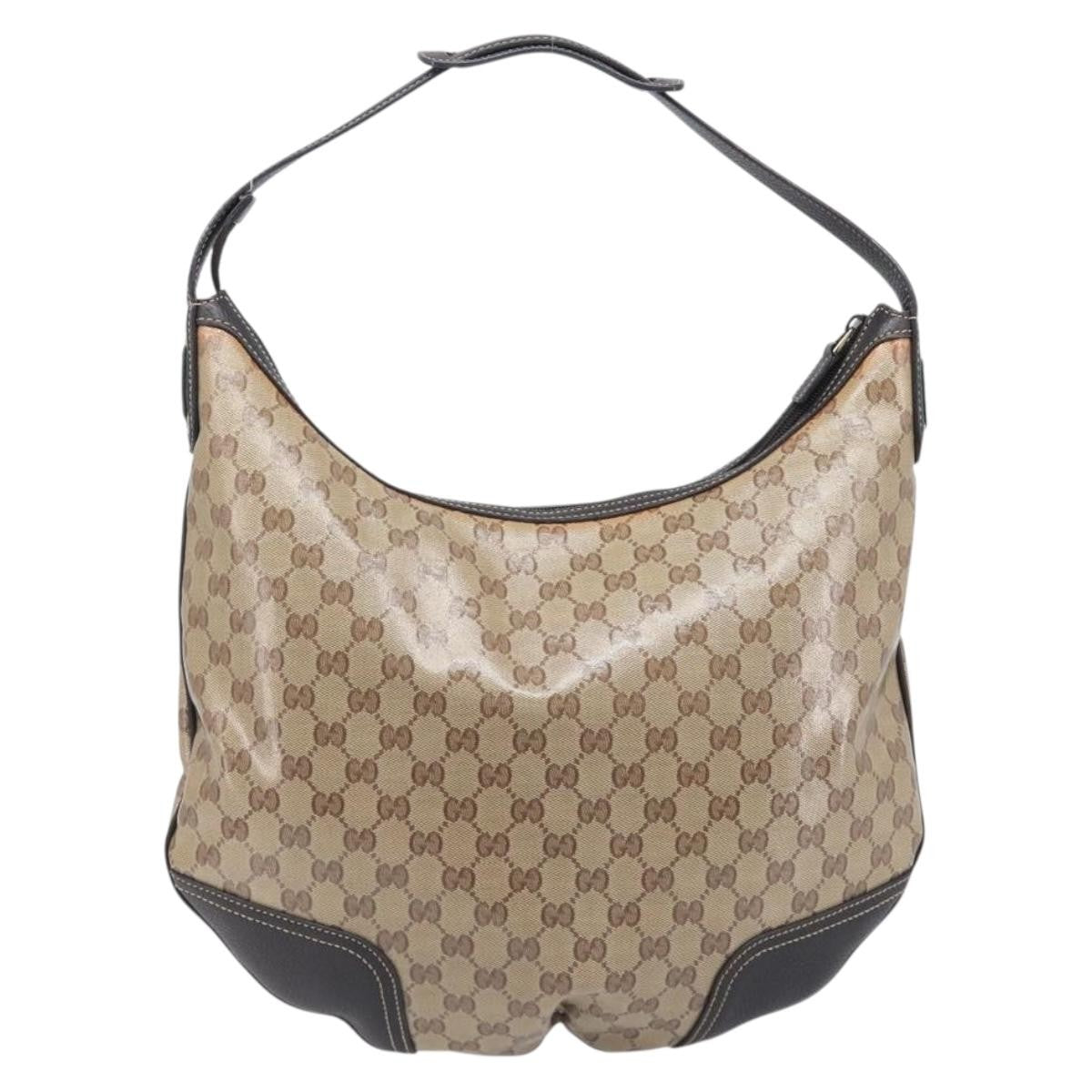 Gucci Nice Hobo Patent Canvas Beige Canvas Shoulder Bag Bag (Pre-Owned)