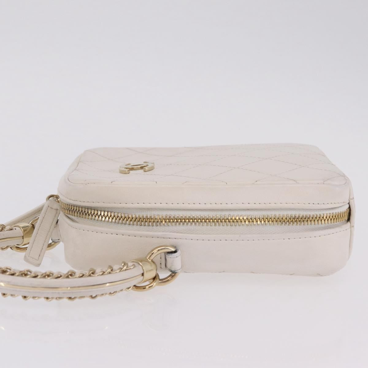 Chanel Zip Around Phone Case With Chain Quilted Lambskin White Leather Crossbody Bag Bag (Pre-Owned)