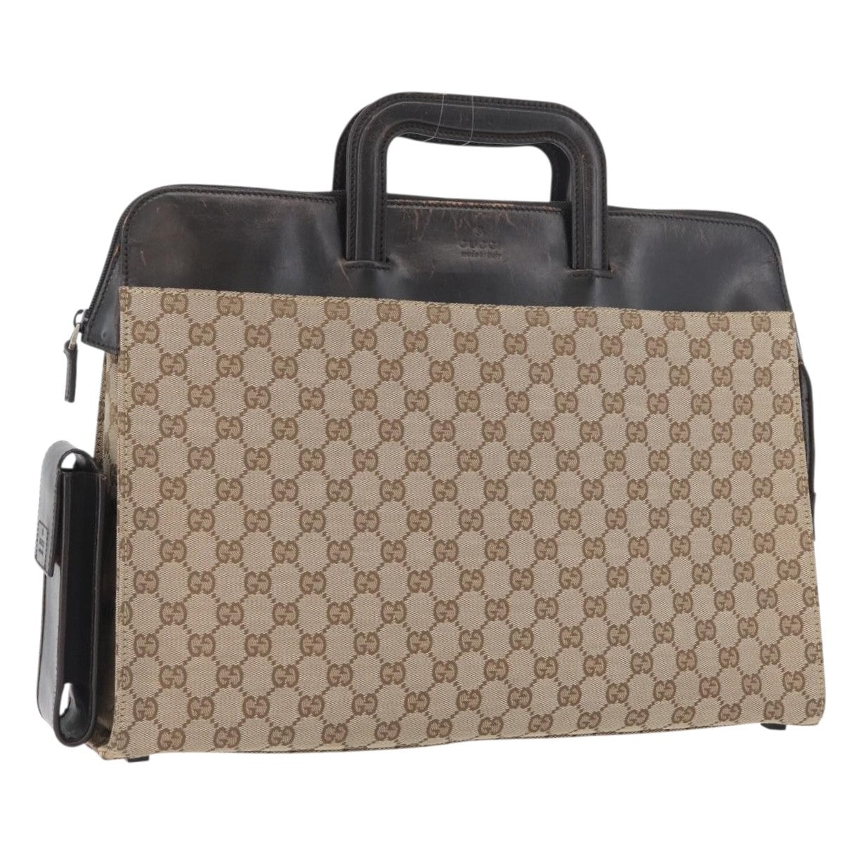 Gucci Gg Canvas Canvas Beige Canvas Briefcase Bag (Pre-Owned)