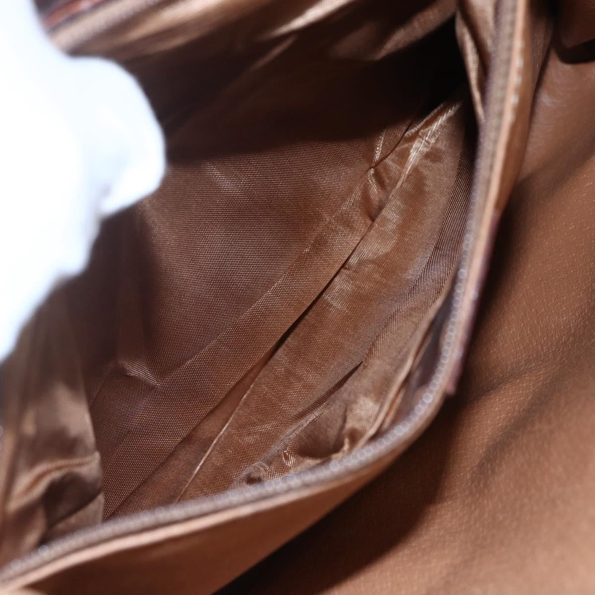 Celine Vintage Macadam Circle Logo Canvas And Leather Brown Canvas Shoulder Bag Bag (Pre-Owned)