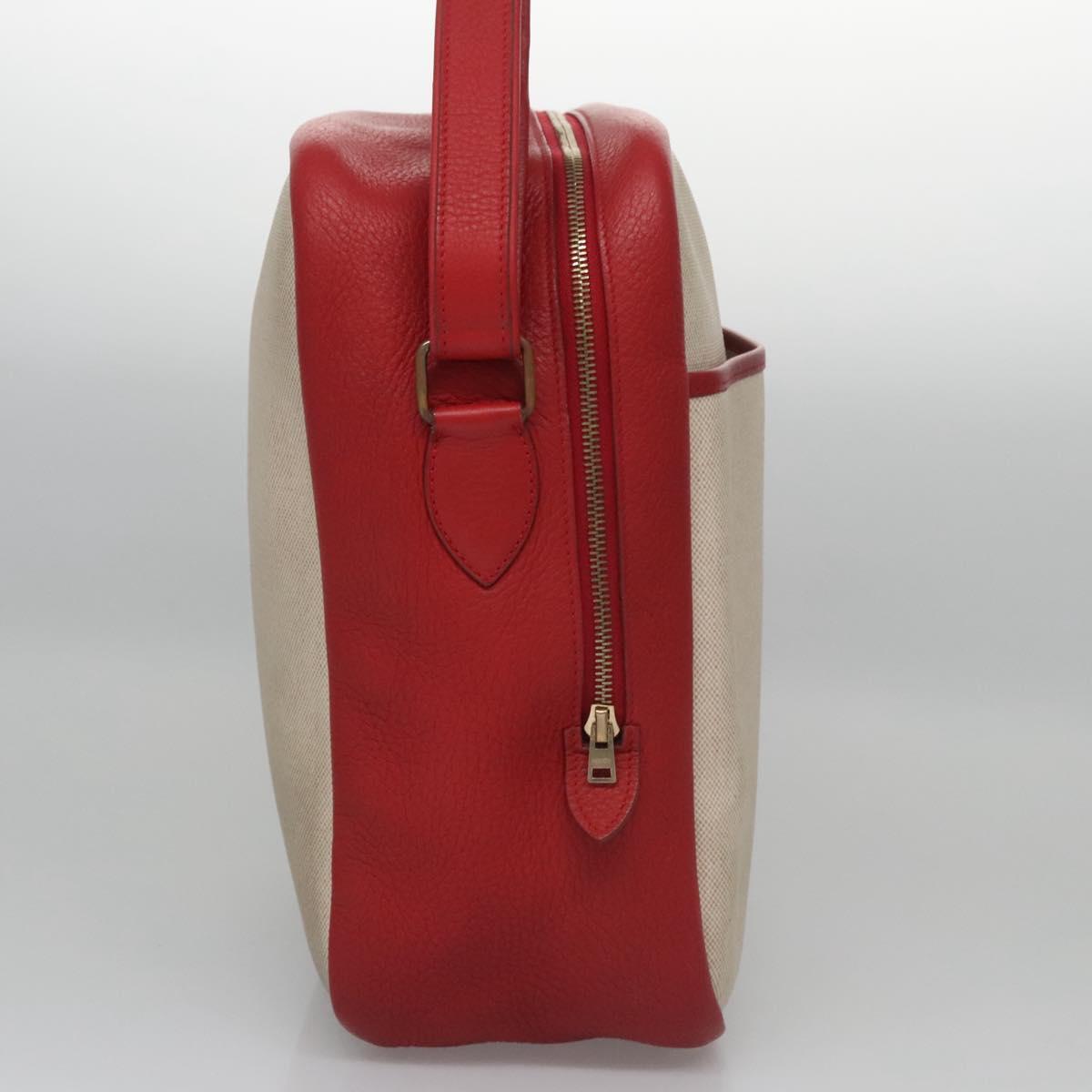 Hermes Victoria Messenger Toile With Leather Beige Canvas Bag (Pre-Owned)