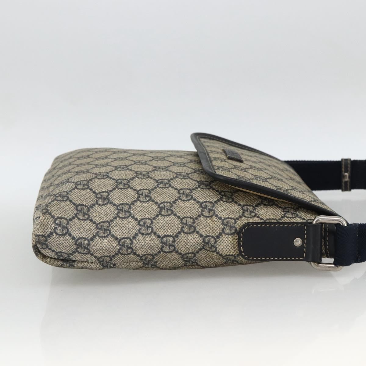 Gucci Flap Messenger Gg Coated Canvas Navy Canvas Shoulder Bag Bag (Pre-Owned)