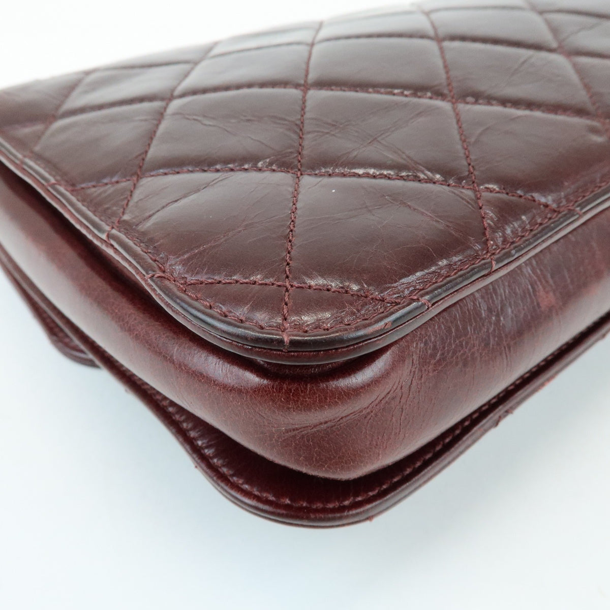 Chanel Perfect Edge Flap Quilted Glazed Calfskin Burgundy Leather Handbag (Pre-Owned)