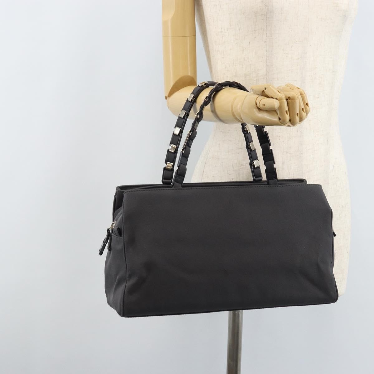 Salvatore Ferragamo Vala Canvas Gray Canvas Handbag (Pre-Owned)
