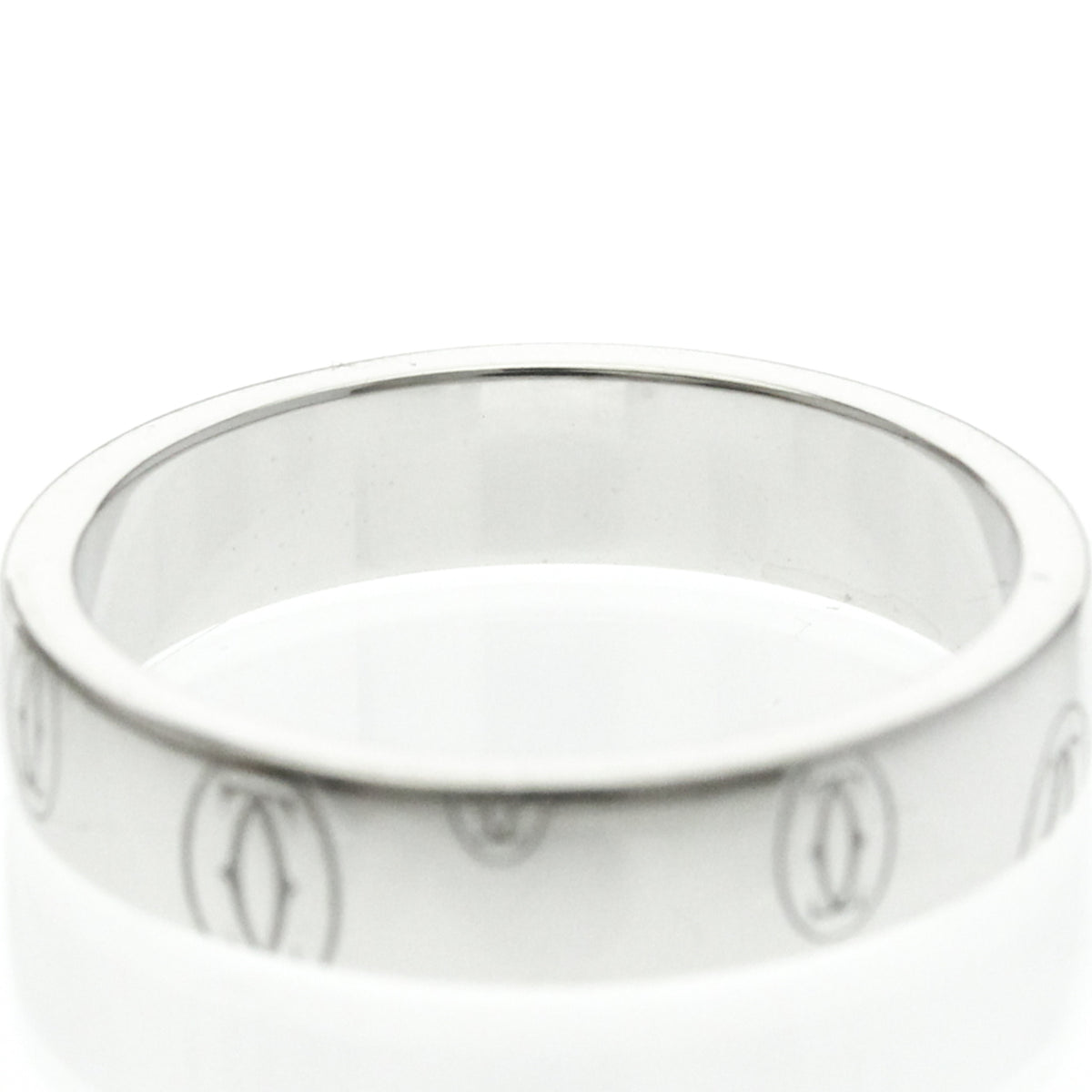 Cartier Logo De Cartier Band 18K White Gold Silver White_Gold Ring Jewelry (Pre-Owned)