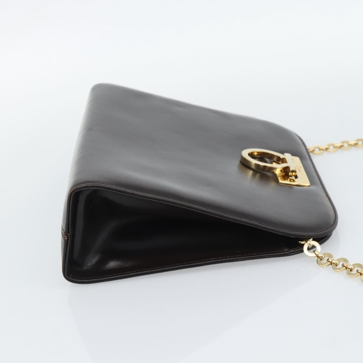 Salvatore Ferragamo Vintage Gancini Chain Leather Brown Leather Shoulder Bag Bag (Pre-Owned)