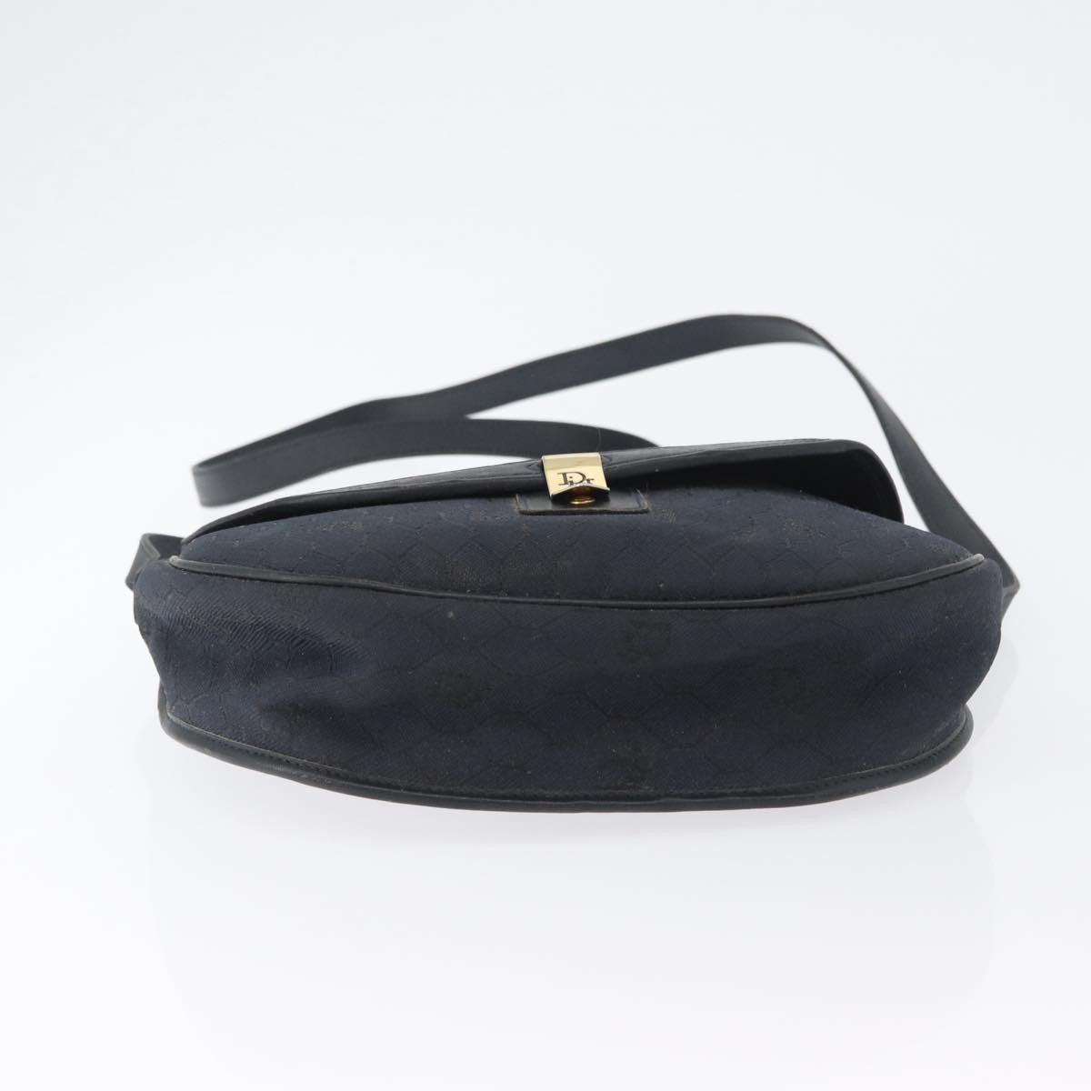 Christian Dior Vintage Honeycomb Flap Canvas And Leather Black Canvas Shoulder Bag Bag (Pre-Owned)