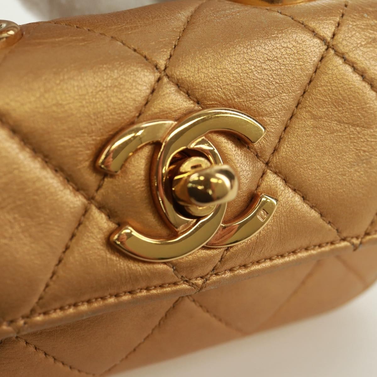 Chanel Classic Flap Charm Chain Belt Quilted Caviar Gold Leather Handbag (Pre-Owned)
