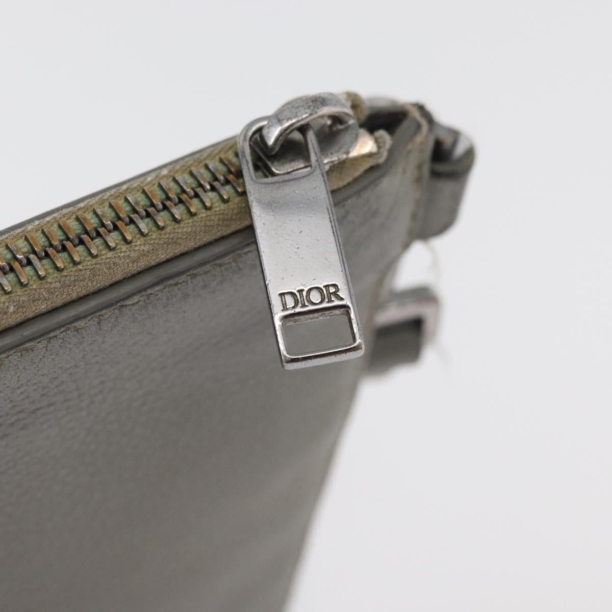 Christian Dior Clutch Leather Gray Leather Clutche & Pouche Bag (Pre-Owned)