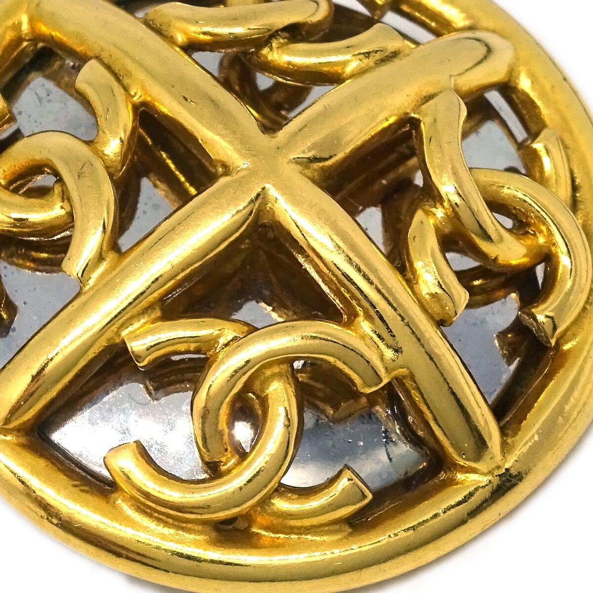 Chanel Cc Round Metal Gold Gold_Plated Earrings Jewelry (Pre-Owned)