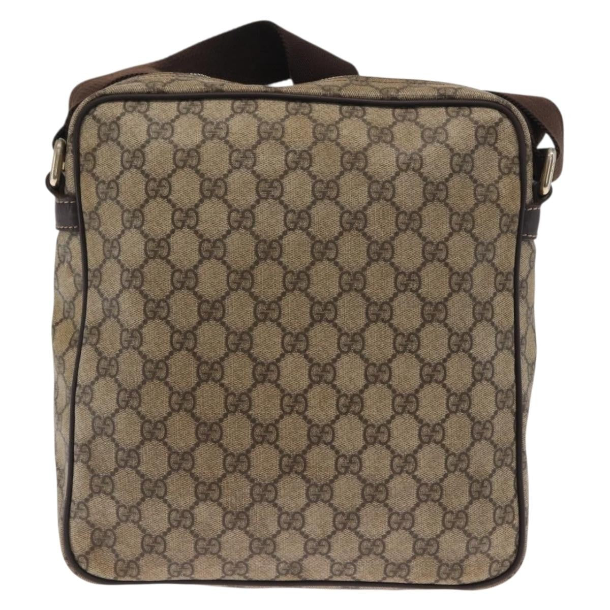 Gucci Front Zip Messenger Gg Coated Canvas Beige Canvas Shoulder Bag Bag (Pre-Owned)