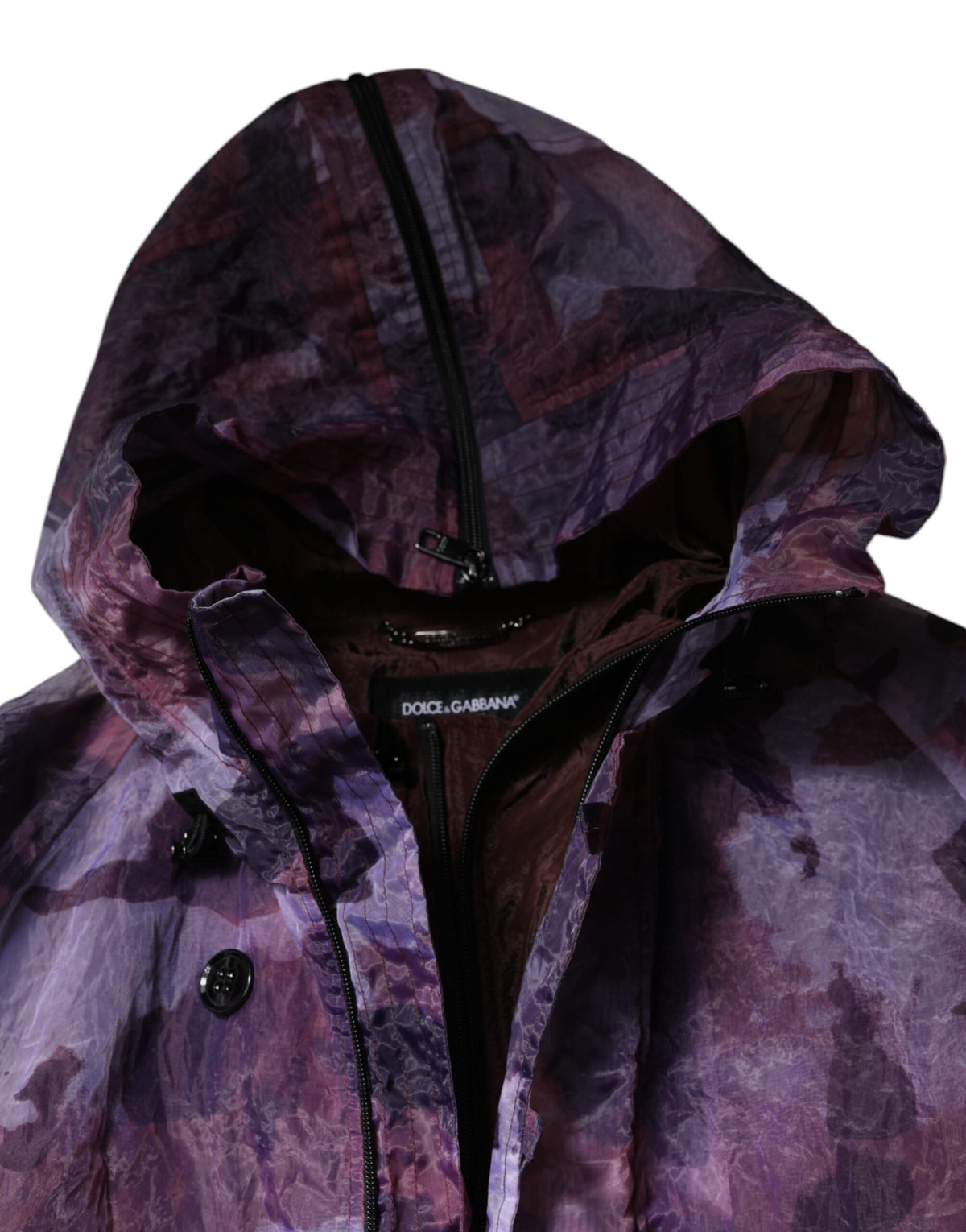 Dolce & Gabbana Purple Camouflage Hooded Men Blouson Men's Jacket