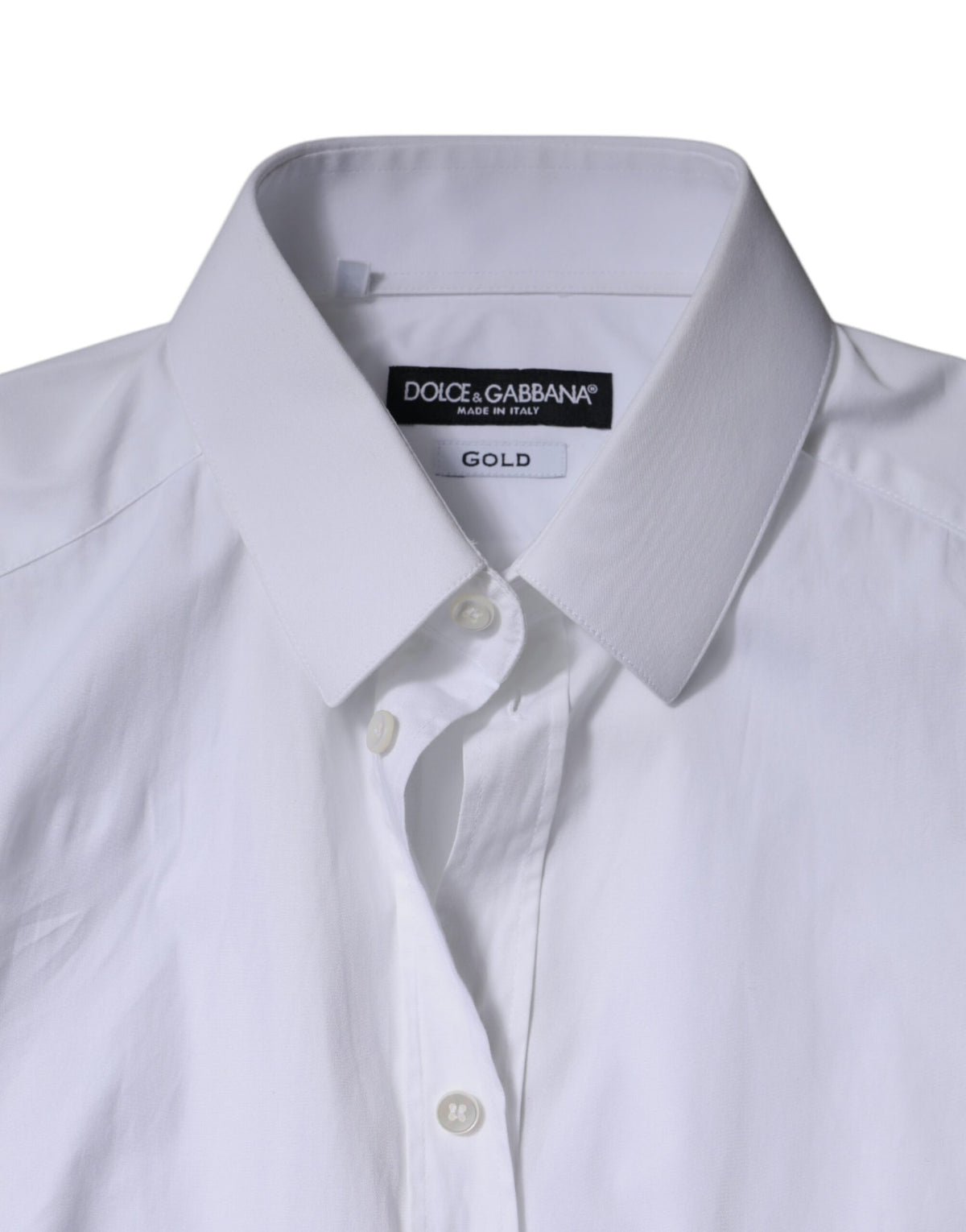 Dolce & Gabbana White Cotton Formal Men GOLD Dress Men's Shirt (Pre-Owned)