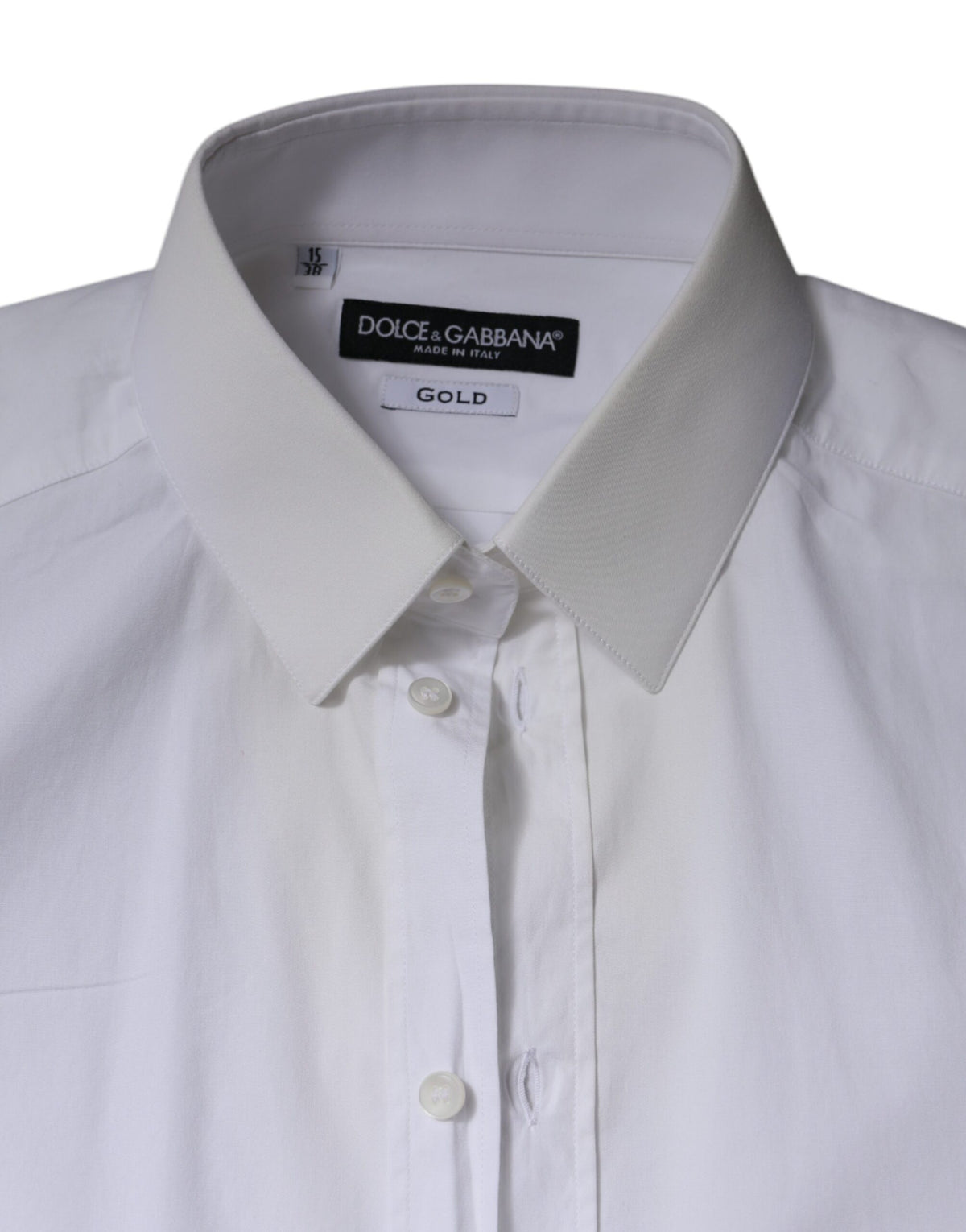 Dolce & Gabbana White Cotton Formal Men GOLD Dress Men's Shirt (Pre-Owned)