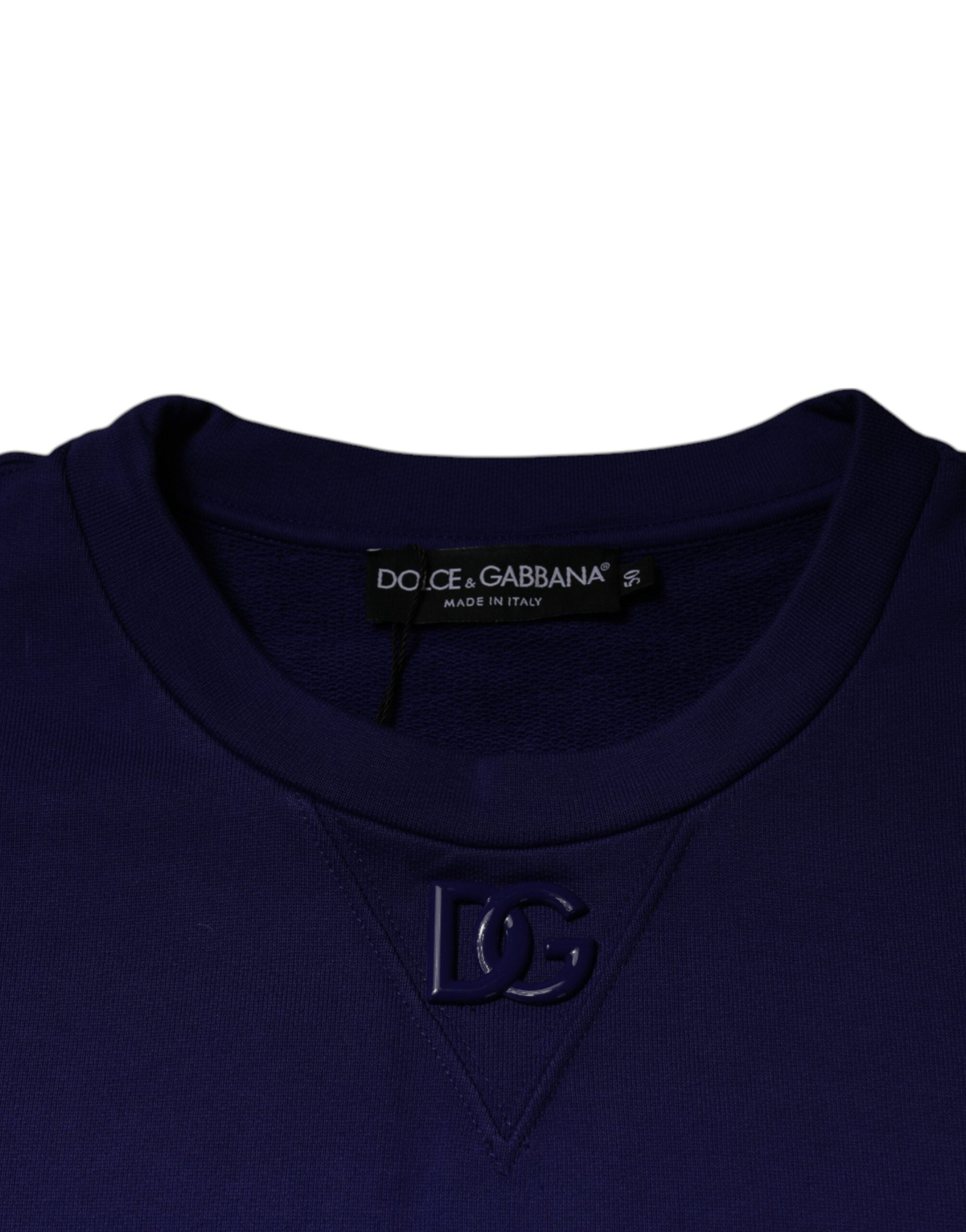 Dolce & Gabbana Blue Cotton Crew Neck Men Pullover Men's Sweater