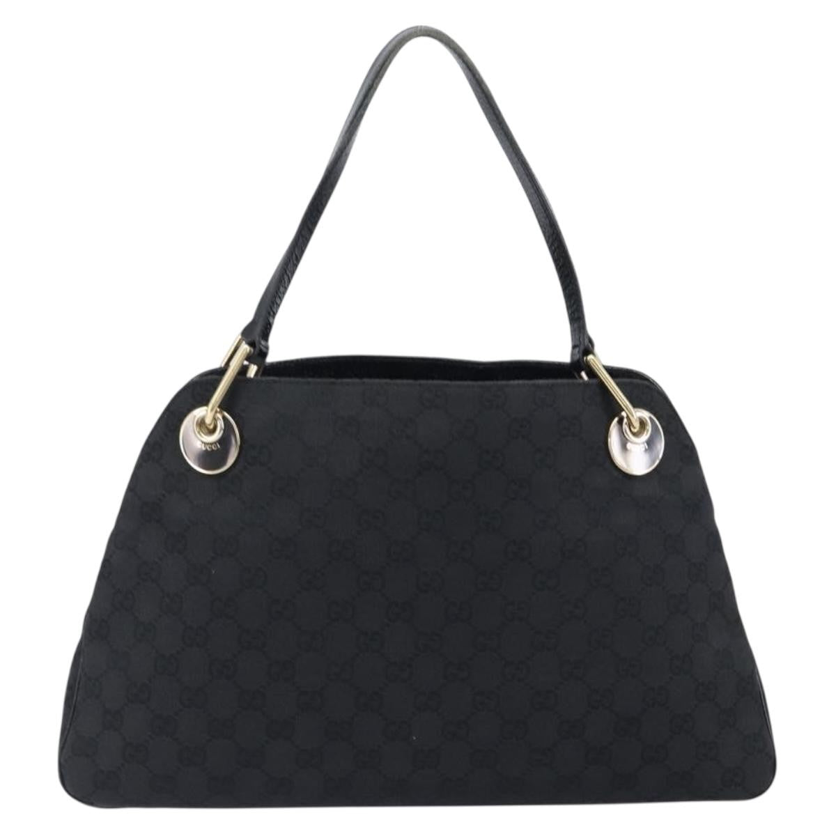 Gucci Twins Tote Gg Canvas With Leather Black Canvas Tote Bag Bag (Pre-Owned)
