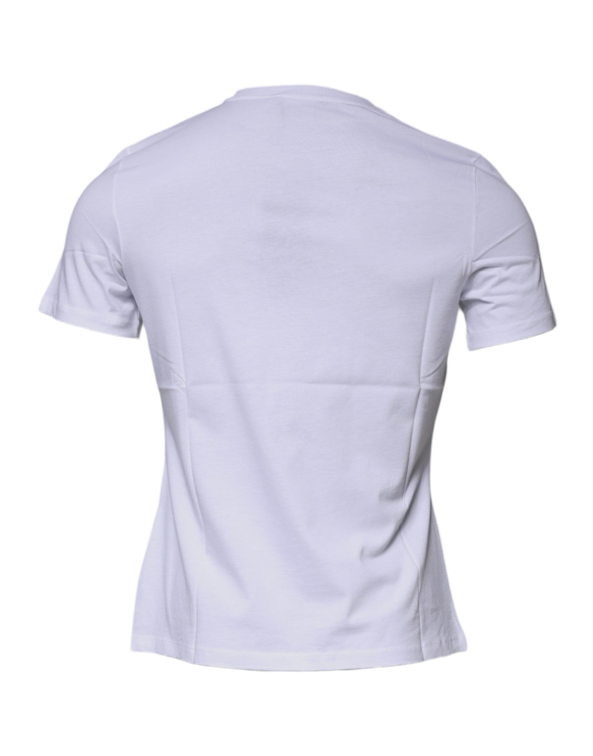 Versace White Medusa Print Cotton Crew Neck Men's T-shirt