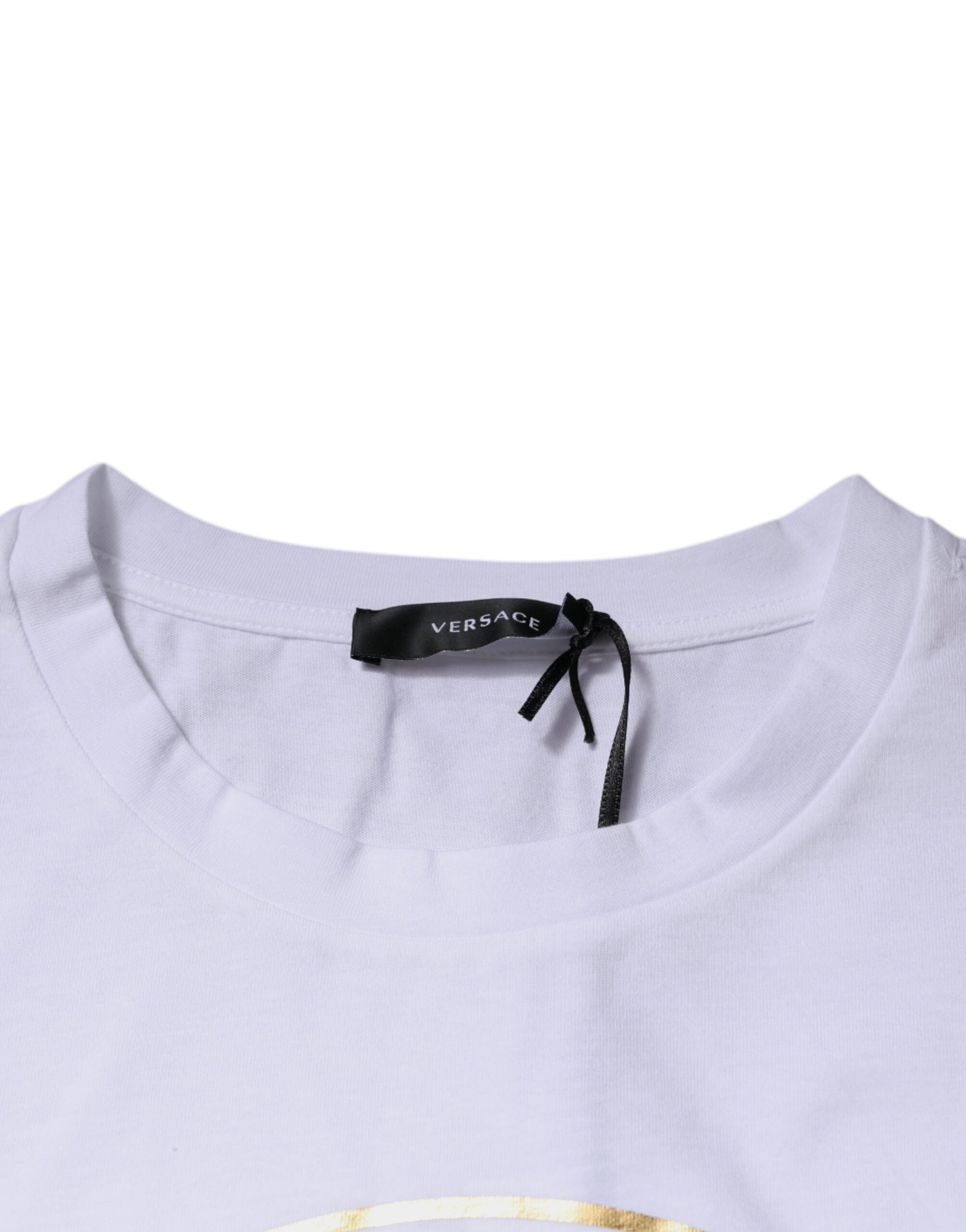 Versace White Medusa Print Cotton Crew Neck Men's T-shirt