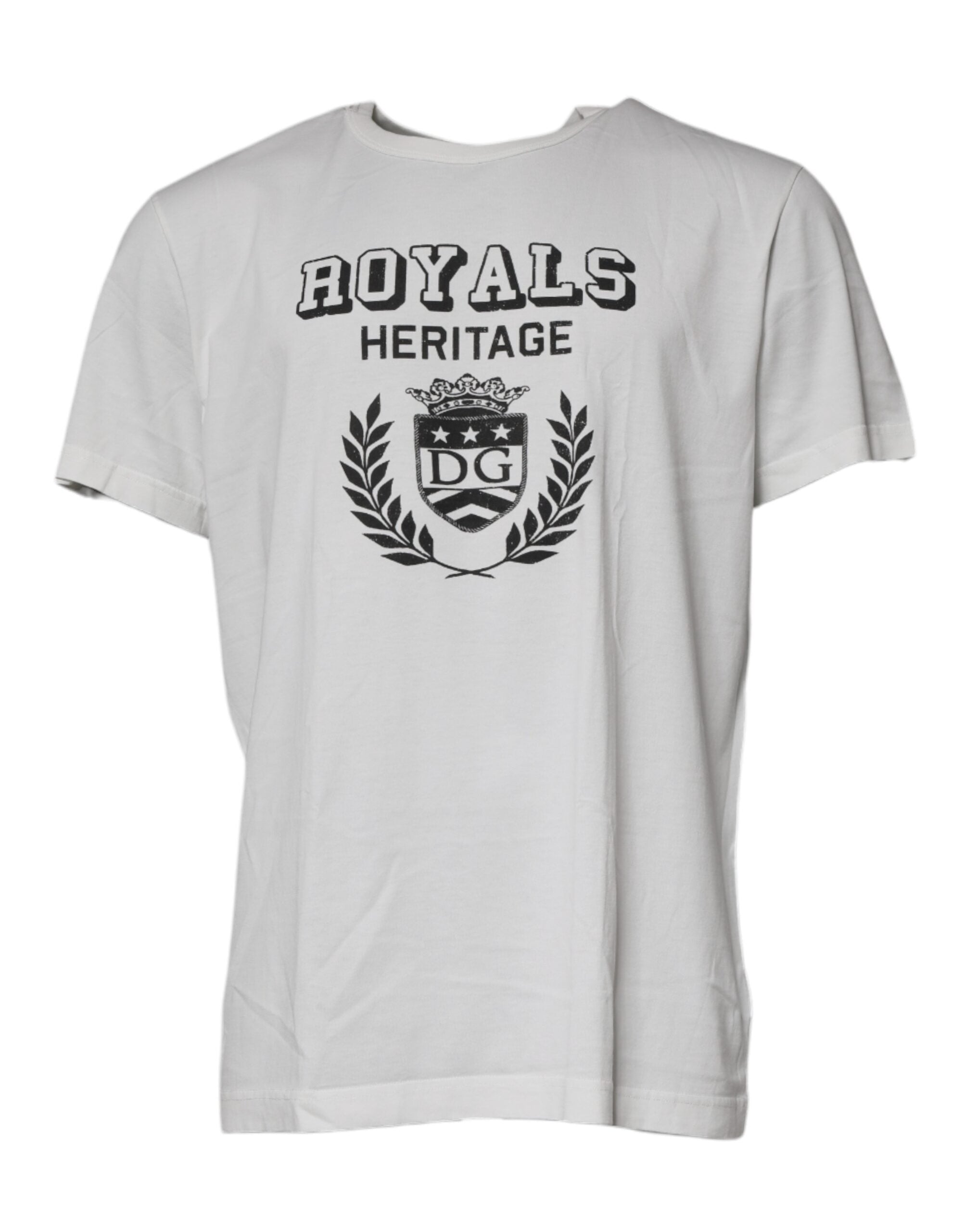 Dolce & Gabbana White Royals Heritage Cotton Men's T-shirt (Pre-Owned)