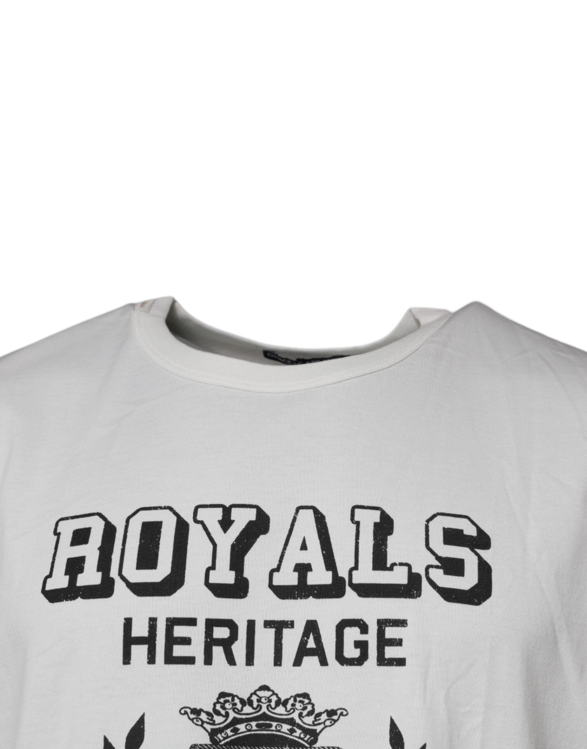 Dolce & Gabbana White Royals Heritage Cotton Men's T-shirt (Pre-Owned)