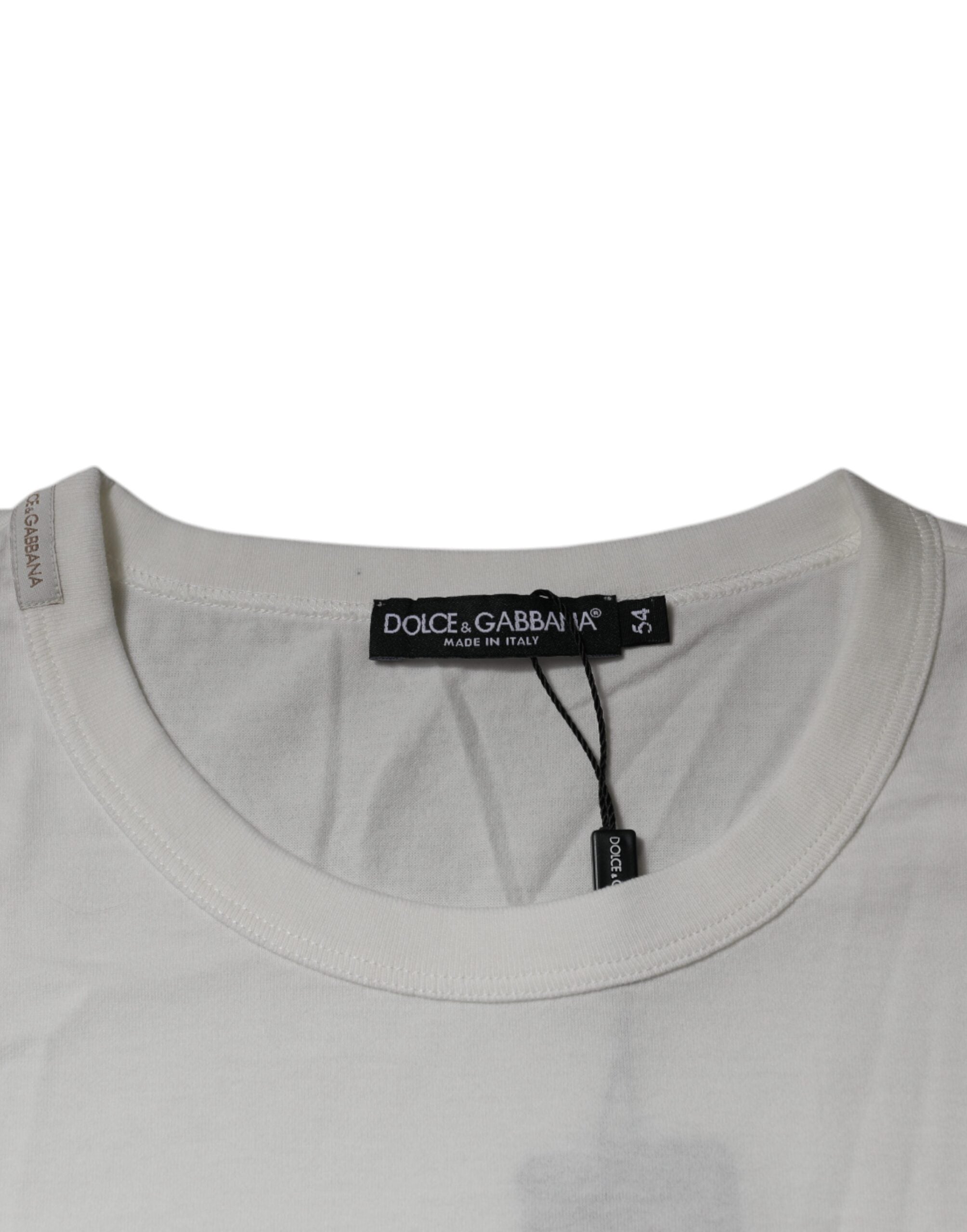 Dolce & Gabbana White Royals Heritage Cotton Men's T-shirt (Pre-Owned)