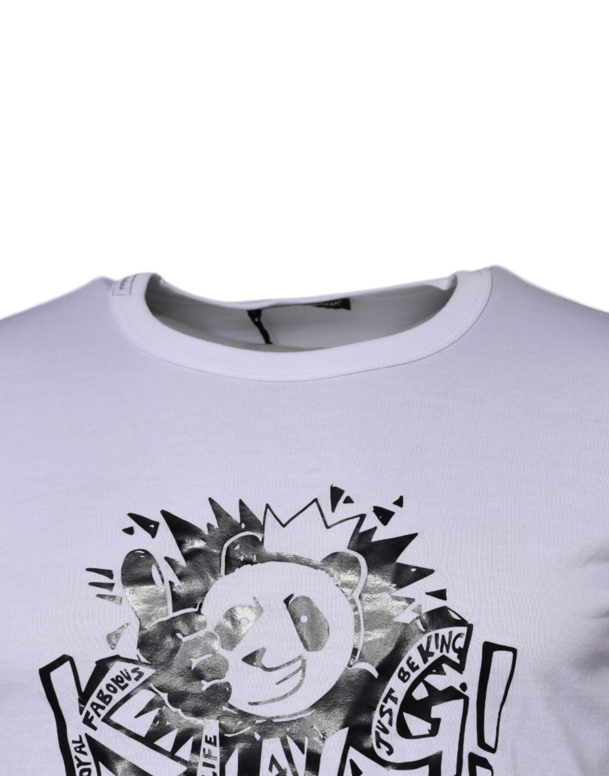 Dolce & Gabbana White Panda King Cotton Crew Neck Men's T-shirt (Pre-Owned)