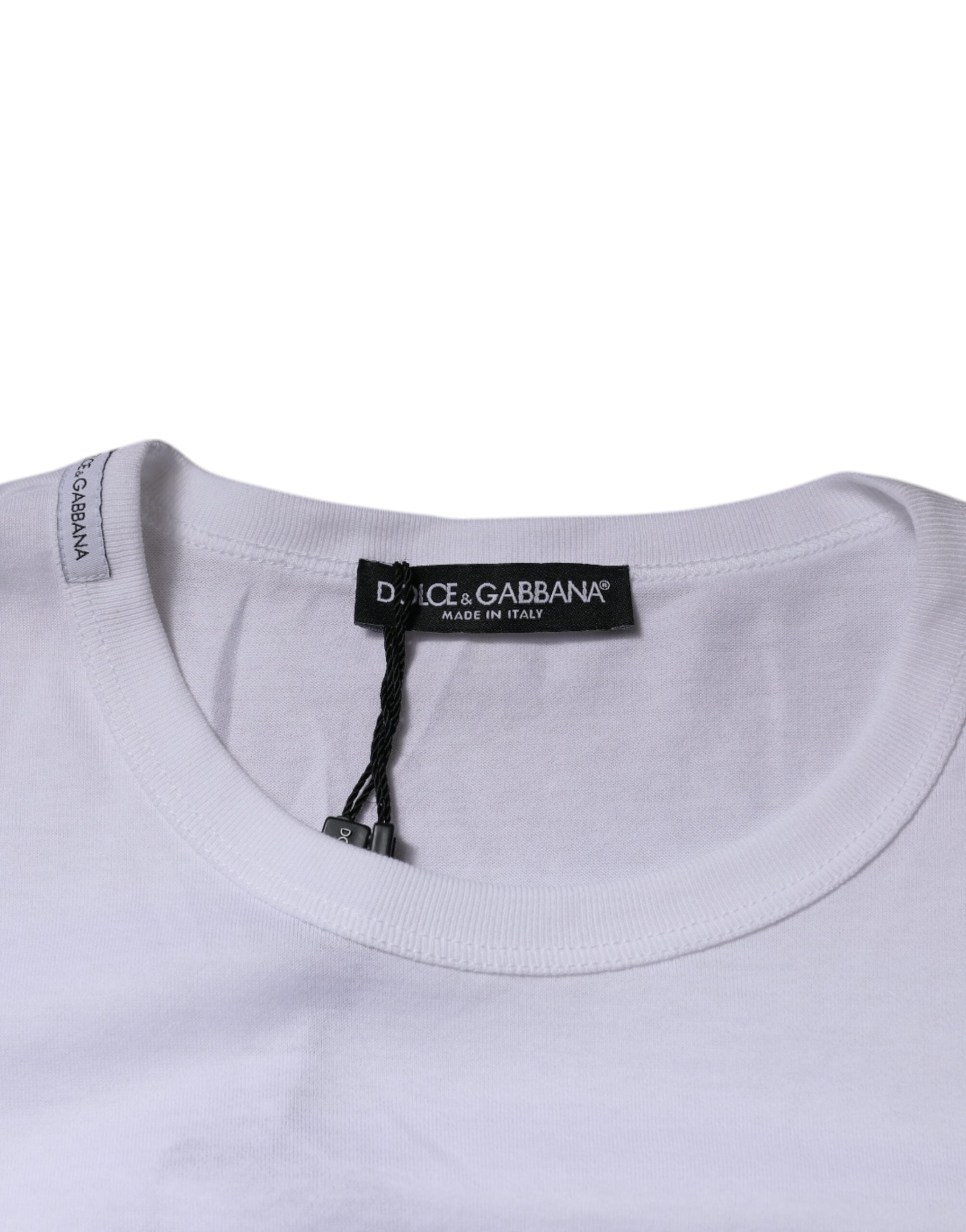 Dolce & Gabbana White Panda King Cotton Crew Neck Men's T-shirt (Pre-Owned)