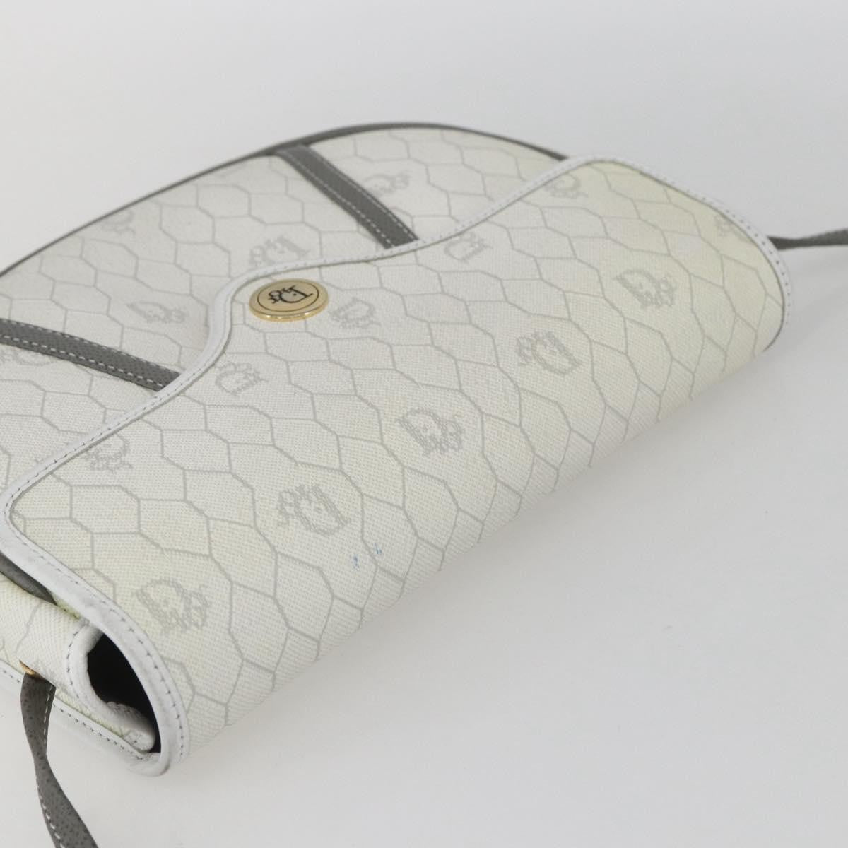 Christian Dior Vintage Honeycomb Flap Coated Canvas White Canvas Shoulder Bag Bag (Pre-Owned)
