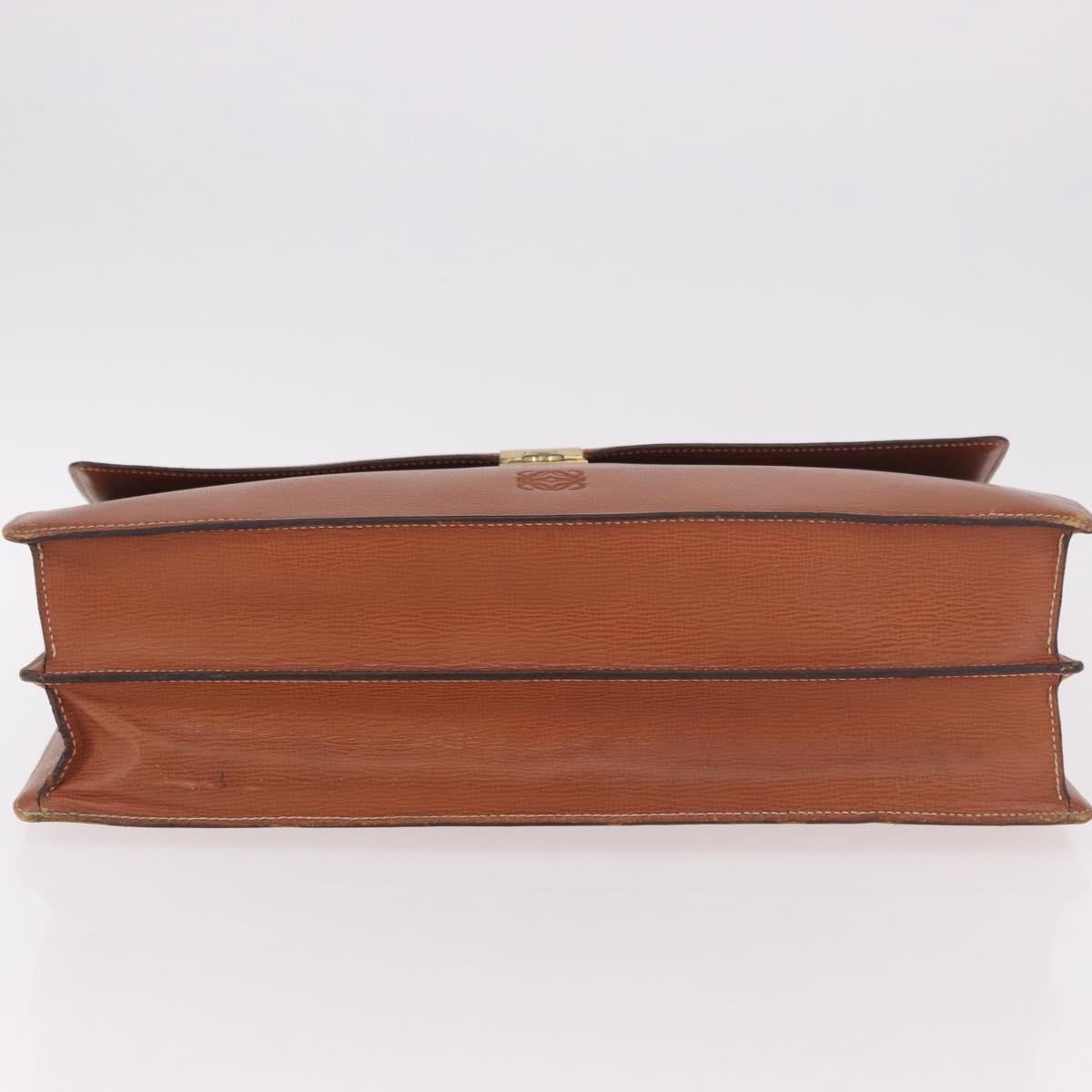 Loewe Anagram Business Leather Brown Leather Briefcase Bag (Pre-Owned)
