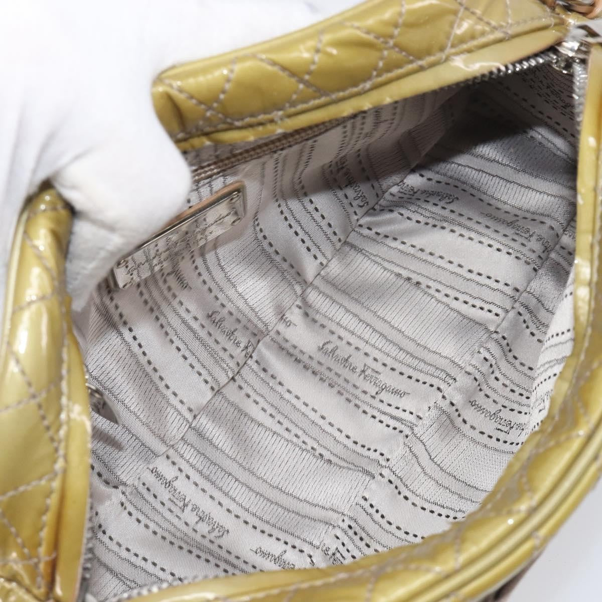 Salvatore Ferragamo Vala Patent Leather Green Patent_Leather Shoulder Bag Bag (Pre-Owned)