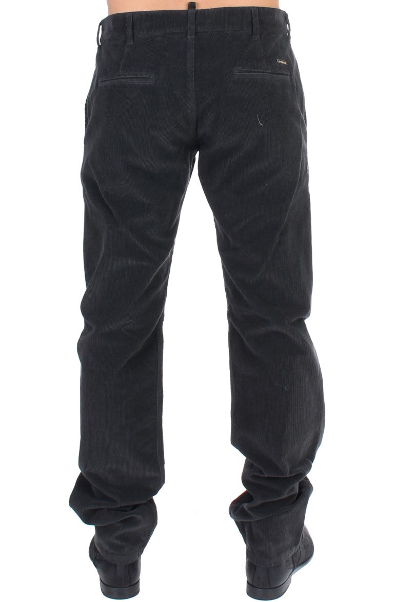 GF Ferre Elegant Black Cotton Corduroy Men's Pants
