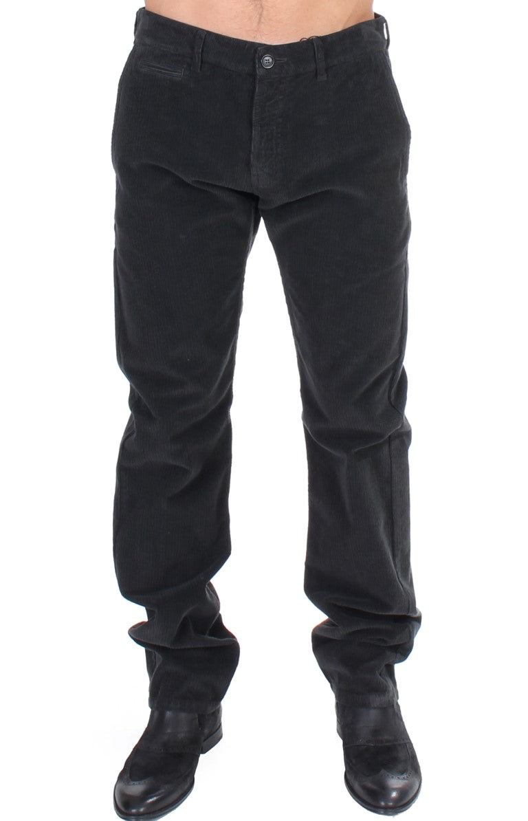 GF Ferre Elegant Black Cotton Corduroy Men's Pants