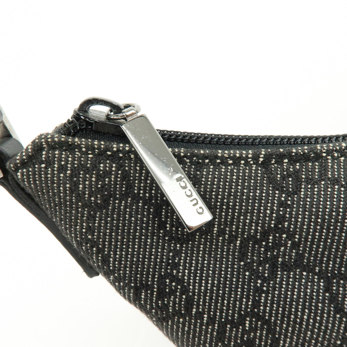Gucci Horsebit Slim Gg Denim With Leather Black Leather Shoulder Bag Bag (Pre-Owned)