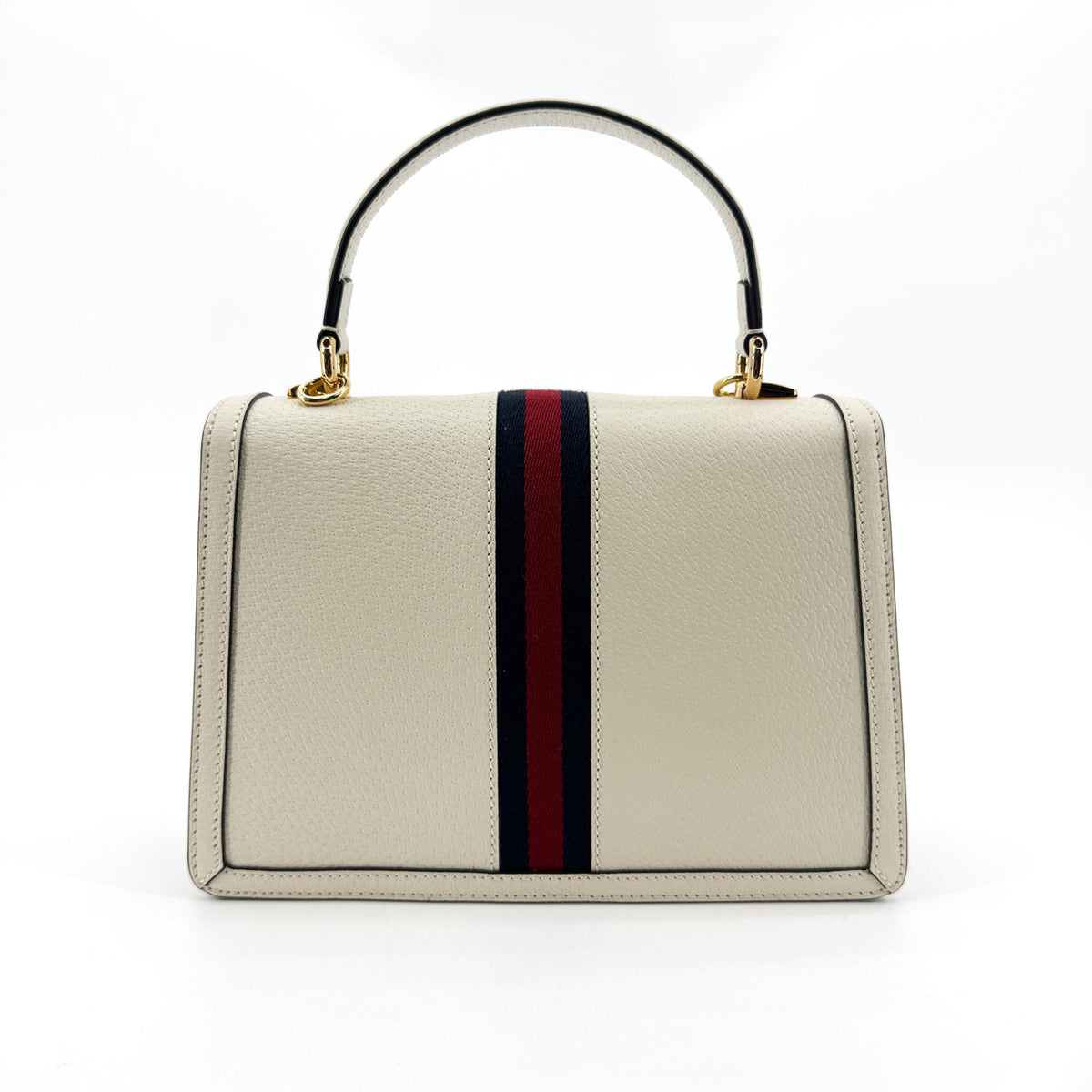 Gucci Ophidia Flap Top Handle Leather White Leather Handbag (Pre-Owned)