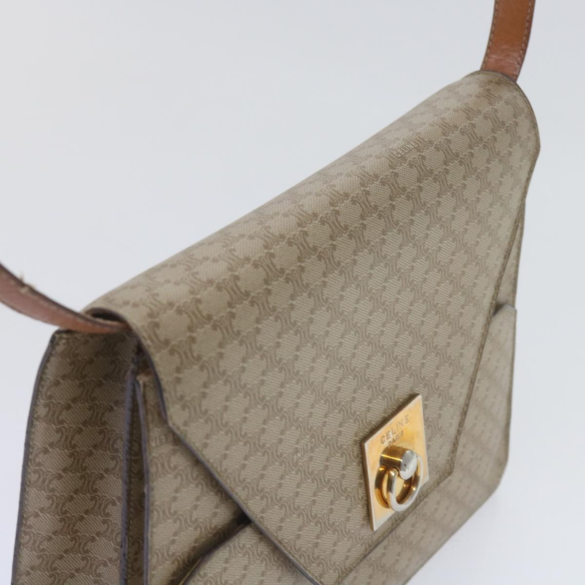 Celine Vintage Macadam Canvas Beige Canvas Shoulder Bag Bag (Pre-Owned)