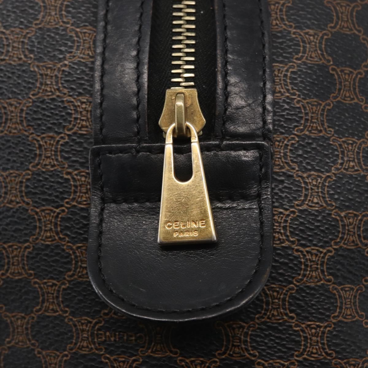 Celine Vintage Duffle Macadam Coated Canvas Black Canvas Handbag (Pre-Owned)