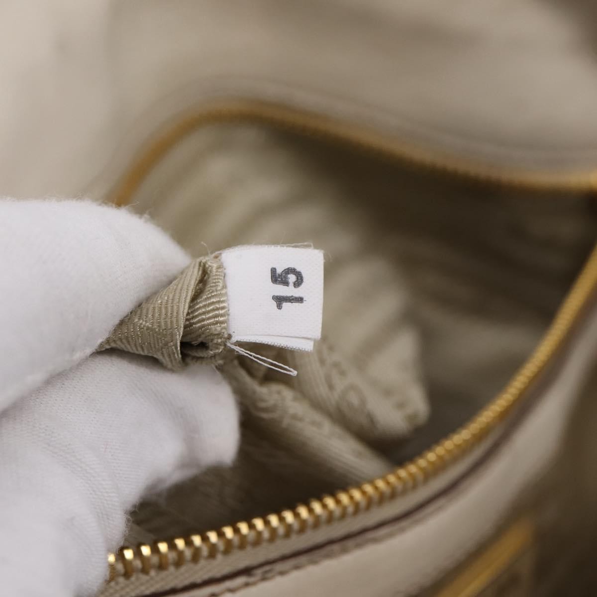 Prada Gaufre Convertible Satchel Nappa Leather Beige Leather Handbag (Pre-Owned)