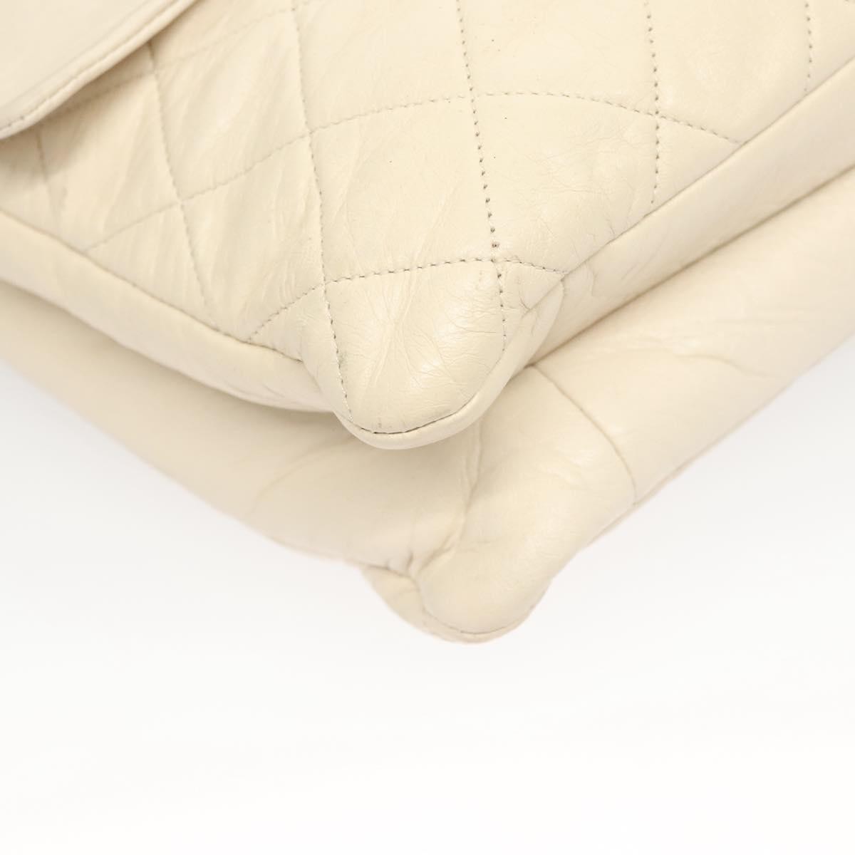 Chanel Padded Envelope Flap Quilted Aged Calfskin White Leather Shoulder Bag Bag (Pre-Owned)
