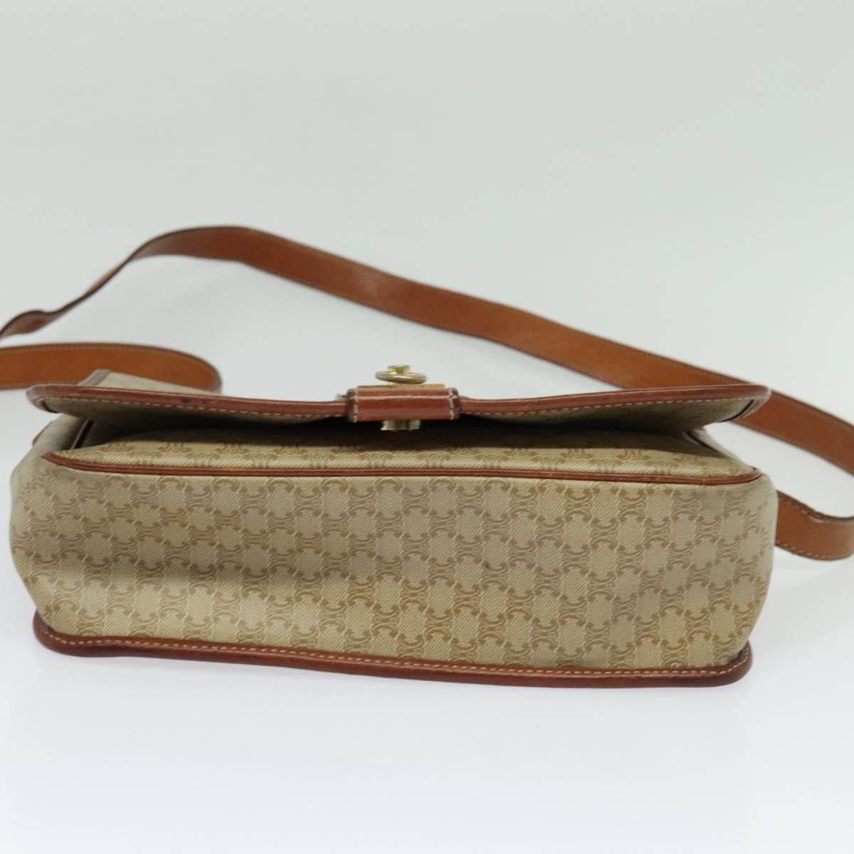 Celine Vintage Macadam Canvas And Leather Beige Canvas Shoulder Bag Bag (Pre-Owned)