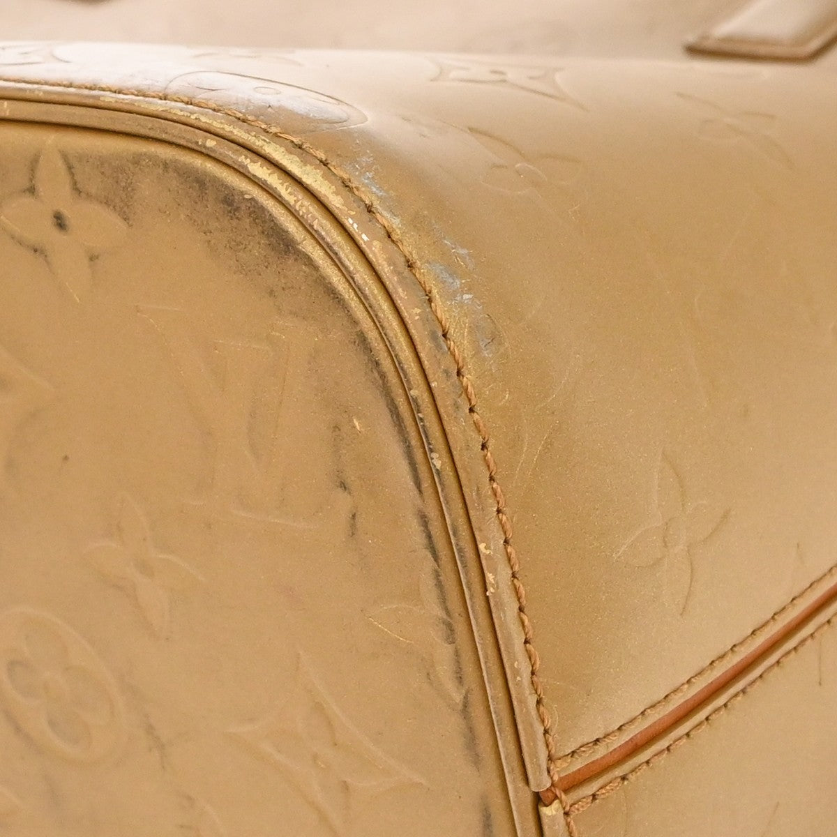 Louis Vuitton Mat Stockton Monogram Vernis Gold Patent_Leather Shoulder Bag Bag (Pre-Owned)